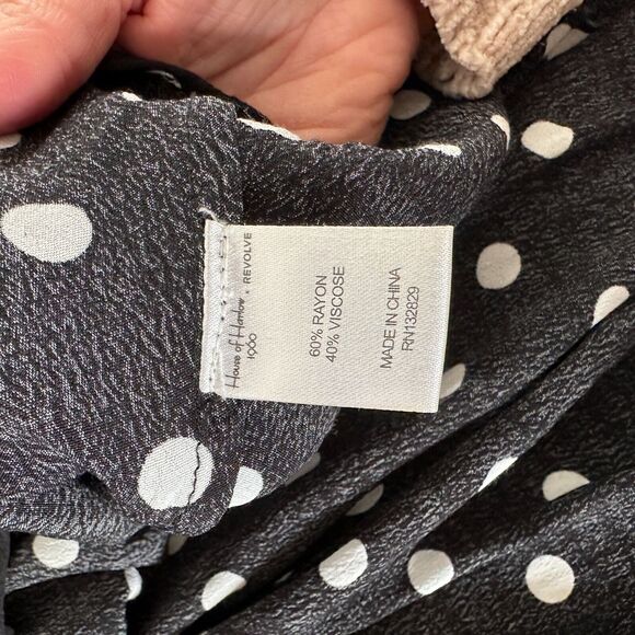 House of Harlow Black White Polka Dot Harper Wrap Mini V-neck Short Sleeve Tie L - Picture 10 of 16